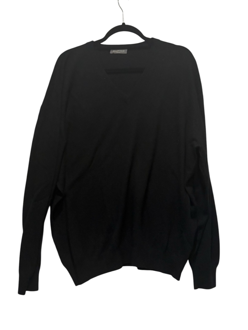 HAWICO Scotland - Men's V-neck Sweater. Cashmere. Size XXL. Black